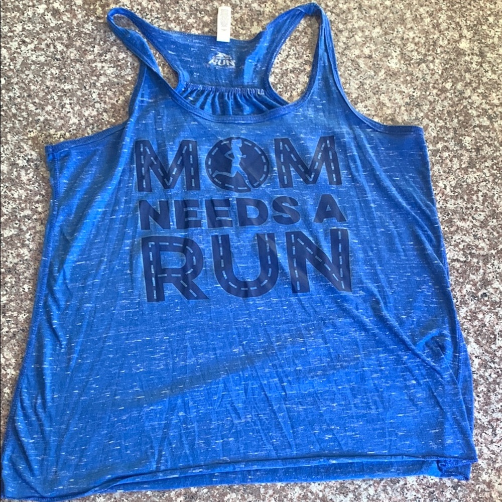 GONE FOR A RUN Blue Graphic Tank Top